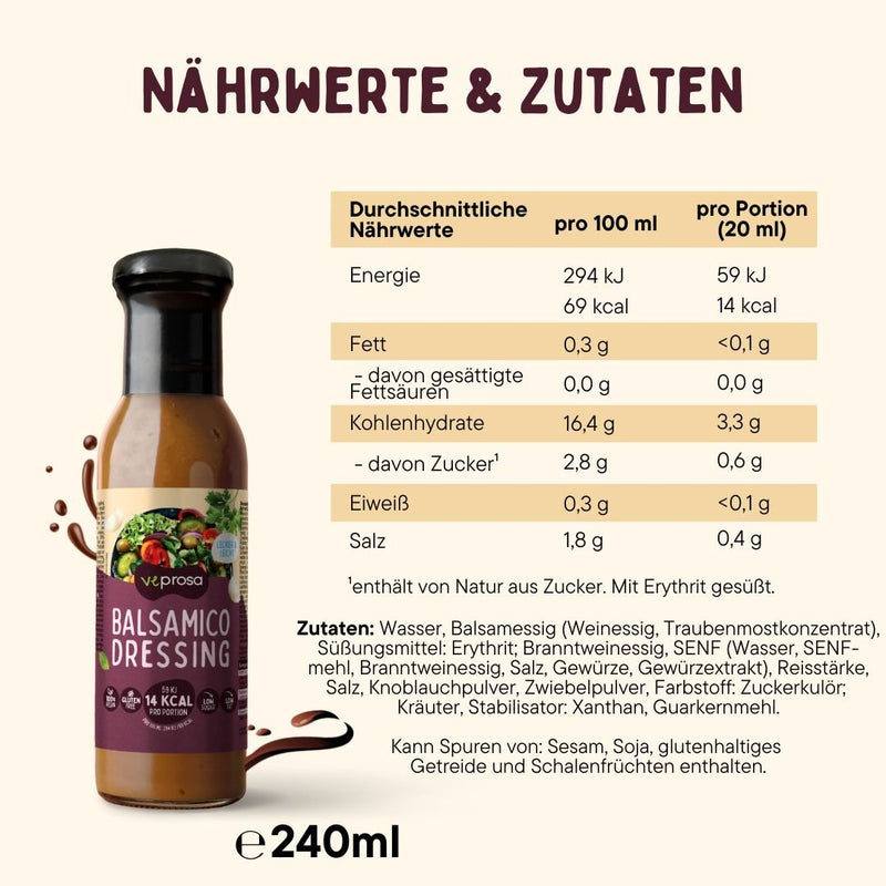 Balsamico Dressing LOW, 1x 240ml - Veprosa