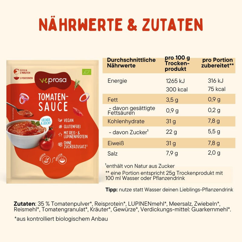 BIO Saucenpulver für Tomatensauce (250 g) - Veprosa